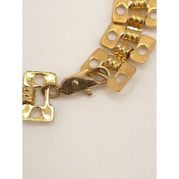 Vintage Gold-Tone Link Chain Bracelet With Double Rows & Lobster Clasp Closure - Picture 5 of 8